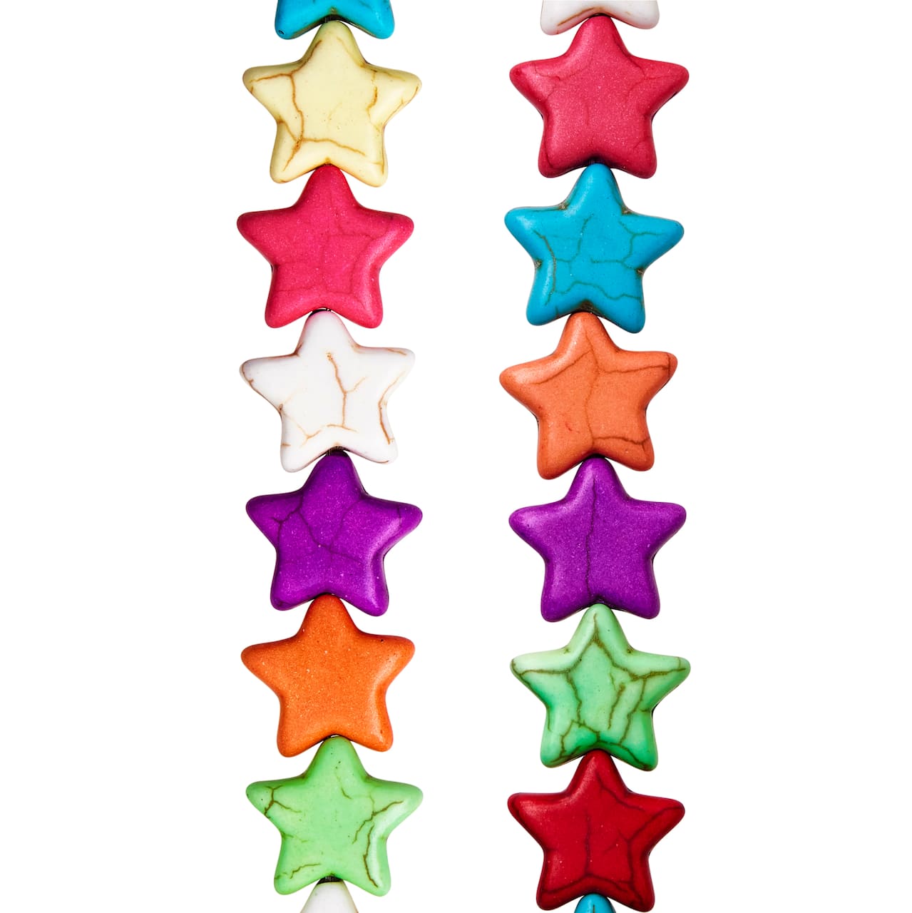 12 Pack:  Colorful Reconstituted Star Beads, 15mm by Bead Landing™